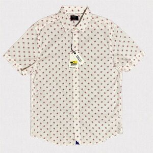 UNTUCKit Wrinkle-Free White Micro Floral Shirt Red Pattern Men’s Medium NWT